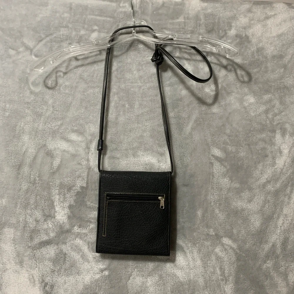 Esprit Black Crossbody Wallet Bag‎ Organizer Multi Compartment Small Purse Vtg